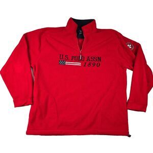 US Polo Assn Men's‎ 2XL 1/4 Zip Pullover Fleece Embroidered American Flag 1890